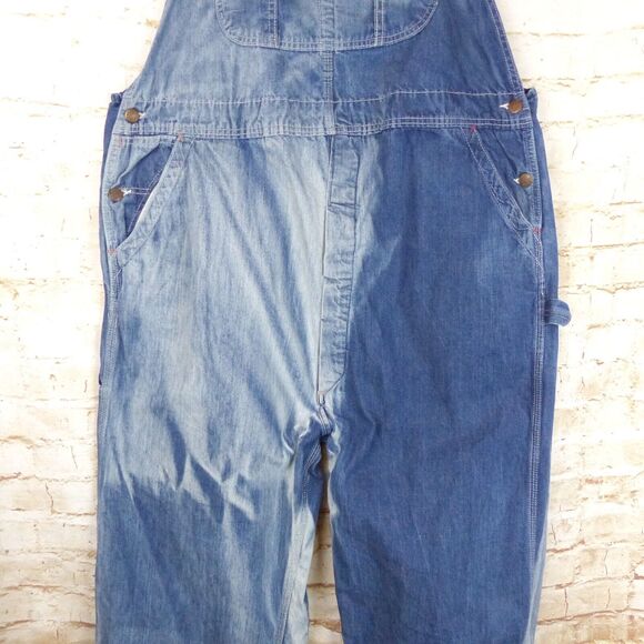 VTG JCPenney Big Mac 70s Denim Overalls Carpenter 43X30.5 Square Back Union Made - Picture 7 of 16